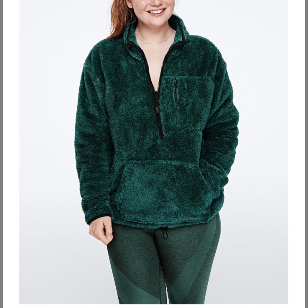 Pink Victoria Secret Sherpa teddy quarter zip